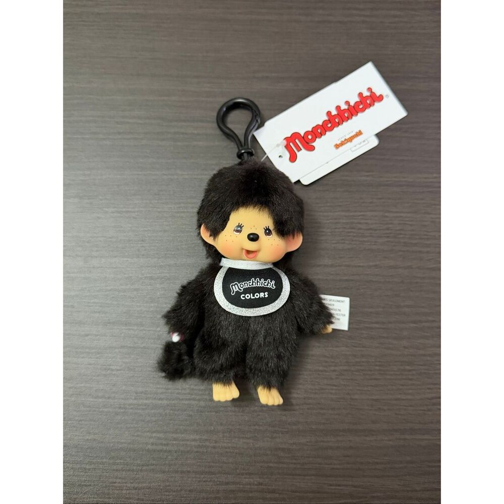 Monchhichi Colors Black Plush Bag Clip Keychain